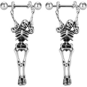 VERAMI 14G Bat Devil Heart Nipple Rings Stainless Steel Heart CZ Nipple Barbell Rings Tongue Rings Body Piercing for Women Men…