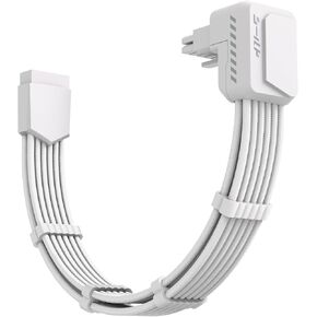 EZDIY-FAB Shield PCIE 5.1 GPU Extension Cable with 90 Degree 12V-2x6 Angle Adapter,16pin (12+4) 12VHPWR PCIe 5.1 PSU Cable Extension for RTX 40 Series with Combs-Standard Type-White