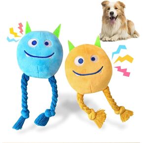 Dog Toys for Small Dogs - 2 Pack Puppy Toys to Keep Them Busy - Squeaky Rope Plush Dog Toys for Small and Medium Breed