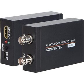 TVI/CVI/AHD to HDMI Converter, Full HD 4K 720P/ 1080P/ 3MP/ 4MP/ 5MP/ 8MP BNC to HDMI Video Converter Adapter for Monitor HDTV DVRs