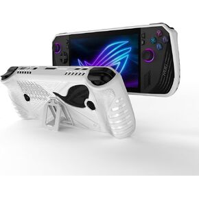 Case for ROG Ally X(2024),TPU Grip Protective Cover for ASUS ROG Ally X Gaming Console,Soft Back Case with Kickstand for ROG Ally X Gaming Handheld(White)