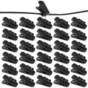 30 Pack Clips for Earphone Wire, Headphone Clip Headset Cable Clips Headphone Mount Cable Clothing Clip Shirt Clips for Earphone/Microphone Cord Fixing (Black)