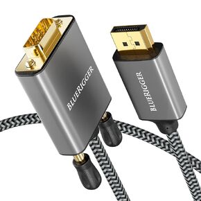 BlueRigger DisplayPort to VGA Cable (10FT, DP to VGA Monitor Cable, Uni-Directional, Male to Male, Display Port Source to VGA Cable Converter) - Compatible with Laptop, Monitor, Desktop, HDTV