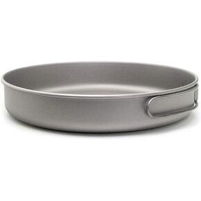 Doorslay Ultralight Titanium Frypan Titanium Pan with Folding Handle Outdoor Camping Hiking Picnic Cooking Frying Pan Skillet Griddle Tableware Cookware