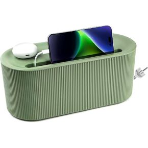 Cable Management Box,Desk Cord Organizer with Groove Cover,Plastic Cord Hider Box,Large Cable Box Organizer,Power Socket Management for TV/Computer/Router/Games Console Cable Storage (Green)