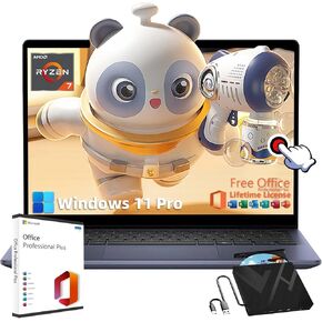 Dell Inspiron 2-in-1 Business Laptop - with Microsoft Office Lifetime License, 14" FHD + Touchscreen | AMD Ryzen 5 8640HS (6-core) | 32GB DDR5 RAM | 1TB SSD | Backlit Keyboard | Wi-Fi | Windows 11 Pro