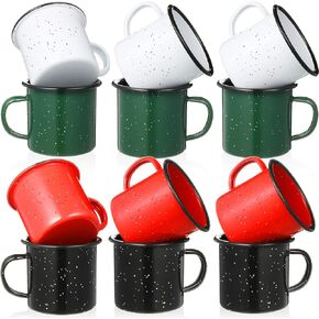 12 Pieces 12 Ounce Enamelware Coffee Mug, Outdoor Camping Mugs Multicolor Enamel Mug with Handle, Ideal for Early Morning Coffee or Cold Beverages, 350ml Campfire Mug Home, Picnic, Travel, Hiking