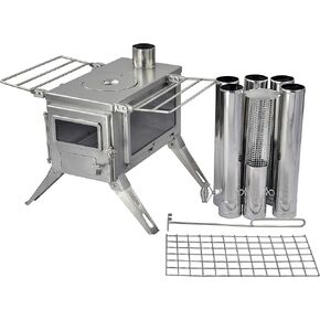 Winnerwell Nomad View Medium Tent Stove | Portable Wood Burning Stove for Tents, Shelters, and Camping | 800 Cubic Inch Firebox | Precision Stainless Steel Construction | Includes Chimney Pipe