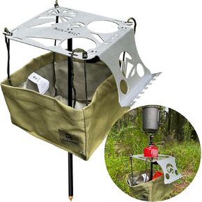 Ruck & River Camping Table - Compact and Lightweight 8"x8" Aluminum Top with Cup Holders, Adjustable Height, Easy to Assemble, Portable Outdoor Table for Camping, Hiking, Fishing, Beach, Hammock