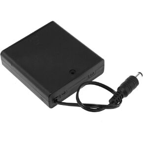 DGZZI DC 5.5x2.1mm Male Connector 4 AA Battery Case Box Holder with ON-Off Switch