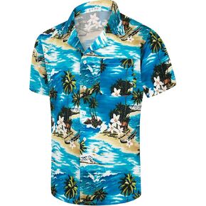 Men's Hawaiian Shirt Short Sleeves Floral Printed Shirts Casual Button Summer Beach Aloha Dress for Men