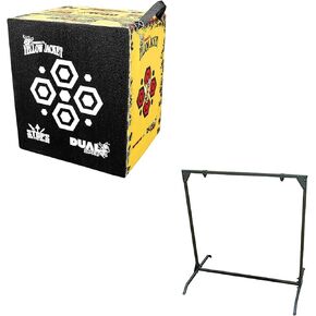 Morrell Yellow Jacket 380 FPS Dual Threat Cube Any-Tip Archery Target Bundle with HME Products Bowhunting Range Practice Shooting 30 Inch Bag Stand
