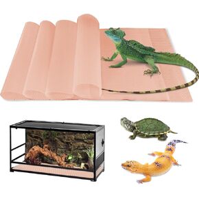 PINVNBY Bearded Dragon Tank Accessories, 4 PCS Reptile Carpet, Non-Adhesive Reptile Mat, Leopard Gecko Substrate, Bearded Dragon Tank Flooring for Reptile Tank (17.7 x 11.8 inches, Green)