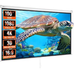 VEVOR Motorized Projector Screen, 120 inch 16:9 4K 1080 HD Electric Projector Screen, Automatic Projection Screen with Remote Control, Wall Mount Movie Screen for Family Home Office Theater