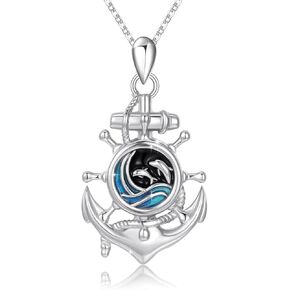 YEESIA Anchor Necklace for Men Sterling Silver Nautical Sailor Navy Mooring Rope Necklaces Anchor Compass Pendant Jewelry Valentine's Day Birthday Graduation Gift for Boys Women in Kuwait