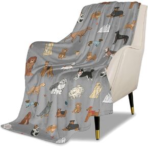 Kids Cute Dogs Puppies Print Cartoon Throw Blanket for Boys and Girls 60"X50" Blanket with Dogs on It Suitable for All Season