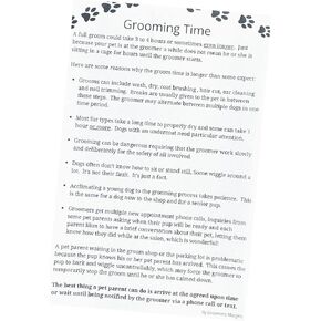 Grooming Time Pad (100 Sheets, 5.5" X 8.5") Describes why a Dog Groom Takes 3 to 4 Hours or More