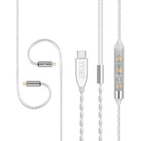0.78mm 2 Pin Cable USB C IEM Upgrade Cable with Mic 6 Strands OFC Silver Plated Earphone Detachable Replacement Cable for KZ ZST ZS10 Pro ZS6 ZSN PRO V90 V80 AS10 ZSX IEMs etc