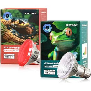 Heat Lamp Bulb, Halogen Bulb, Full Spectrum UVA UVB, Intensified Light and Heat Radiation, Simulate Natural Sun Light for Reptile and Amphibian, Set of 50 Watt Bulbs for Day and Night Switch
