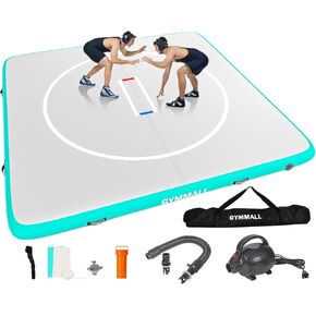 Wrestling Mat Inflatable 10'x5', Foldable 4" Thick Jiu Jitsu Mats for Home Outdoor Indoor, Waterproof PVC Mat for Water Yoga, Gymnastics, BJJ, MMA, Martial Art, Grappling, Judo, Boxing - Blue