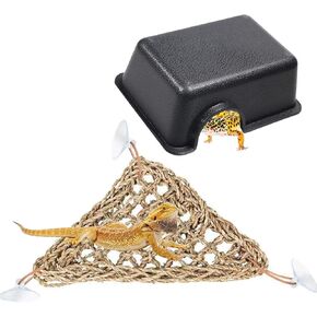 2PCS Reptile Hide, Snake Hide Box Plastic Hide Cave Reptile Hideouts for Leopard Geckos Ball Pythons Lizards Turtles Amphibians Small Snake (Black, Large) in Kuwait