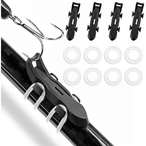 Hook Keeper for Fishing Rod, [4Pcs] Magnetic Fishing Hook Keeper, HK2F Fishing Bait Holder with 2 Sizes Rubber Rings, Fishing Hook Holder Quick Installation
