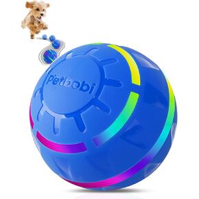 Petbobi Active Rolling Ball for Dogs - 2 Modes Interactive Dog Toys, USB Rechargeable Motion Activated Self Moving Dog Ball Toy, Durable Peppy Pet Ball for Small Medium Large Dog, LED Light, Blue