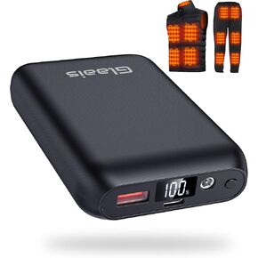 7.4V 16000mAh Heated Vest Battery Pack for Venustas, for ORORO, Portable LED Display Heated Jacket Battery Pack, Rechargeable Power Bank with DC/USB/Type-C Output for Heated Vests, Jackets, Pants