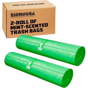 Rhino USA Portable Toilet Bags Scented (40 Pack) Camping Toilet Bags for Outdoor 5 Gallon Potty/Bucket - Replacement Poop/Waste Bag with Mint Scent for Outdoor Porta Potty