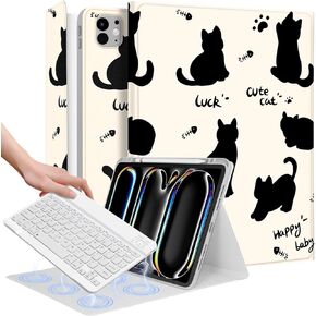 for iPad Pro 13 inch Case 2024 M4 with Keyboard - Pencil Holder Folio Tablet Cover Women Girls Cute Sun and Moon Unique Design for Apple Pro 13 A2925 A2926 A3007