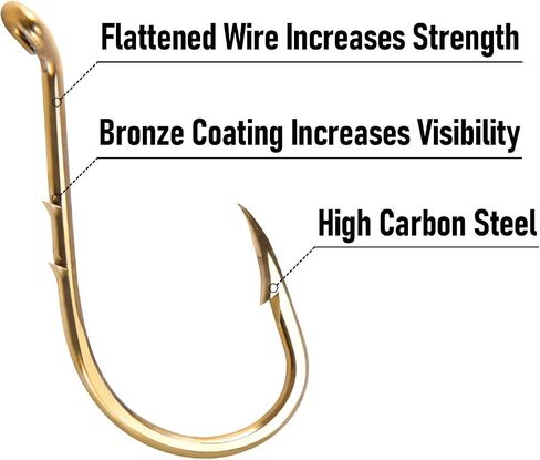 Dr.Fish 100 Pack Baitholder Hooks Fishing Octopus Hooks Offset Bronze Freshwater Saltwater Fishing Hook Live Bait Bass Striper Walleye in Kuwait