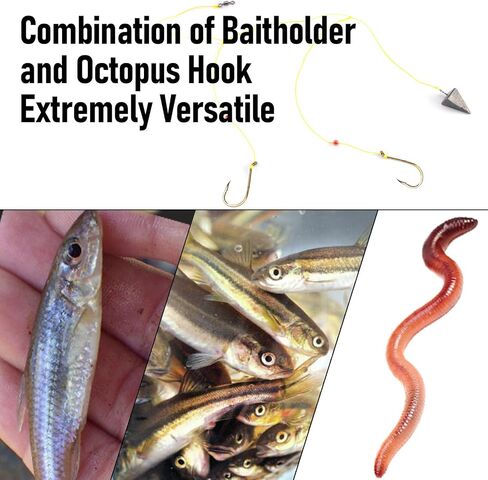 Dr.Fish 100 Pack Baitholder Hooks Fishing Octopus Hooks Offset Bronze Freshwater Saltwater Fishing Hook Live Bait Bass Striper Walleye in Kuwait