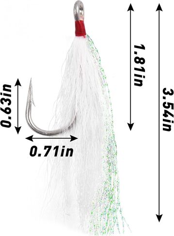 Bucktail Teasers Fishing Hooks Saltwater Flounder Rig Stainless Steel Fishing Hooks Bucktail Mylar Teasers Inserted for Catfish Cod Flounder Hi/Lo Rig in Saudi Arabia