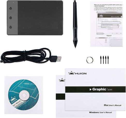 HUION H420 OSU لوحة توقيع للرسومات مع قلم رقمي و3 مفاتيح سريعة باللون الأسود in Saudi Arabia