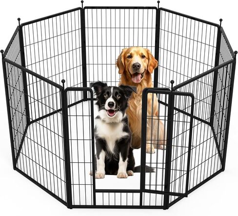 YSSOA Dog Playpen داخلي، جرو Playpen داخلي في الهواء الطلق للفناء، التخييم، RV، 40 "ارتفاع 8 لوحات الثقيلة الكلب القلم للكلاب الصغيرة / المتوسطة / الكبيرة، أسود in Kuwait