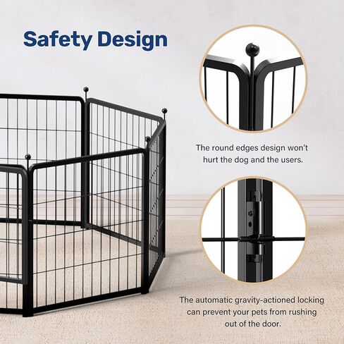 YSSOA Dog Playpen داخلي، جرو Playpen داخلي في الهواء الطلق للفناء، التخييم، RV، 40 "ارتفاع 8 لوحات الثقيلة الكلب القلم للكلاب الصغيرة / المتوسطة / الكبيرة، أسود in Kuwait