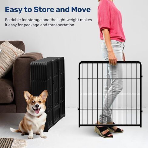YSSOA Dog Playpen داخلي، جرو Playpen داخلي في الهواء الطلق للفناء، التخييم، RV، 40 "ارتفاع 8 لوحات الثقيلة الكلب القلم للكلاب الصغيرة / المتوسطة / الكبيرة، أسود in Kuwait