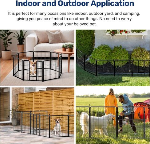 YSSOA Dog Playpen داخلي، جرو Playpen داخلي في الهواء الطلق للفناء، التخييم، RV، 40 "ارتفاع 8 لوحات الثقيلة الكلب القلم للكلاب الصغيرة / المتوسطة / الكبيرة، أسود in Kuwait
