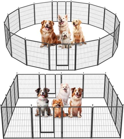 YSSOA Dog Playpen داخلي، جرو Playpen داخلي في الهواء الطلق للفناء، التخييم، RV، 40 "ارتفاع 8 لوحات الثقيلة الكلب القلم للكلاب الصغيرة / المتوسطة / الكبيرة، أسود in Kuwait