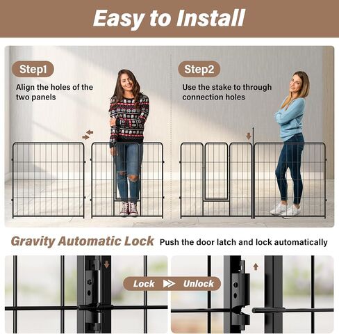 YSSOA Dog Playpen داخلي، جرو Playpen داخلي في الهواء الطلق للفناء، التخييم، RV، 40 "ارتفاع 8 لوحات الثقيلة الكلب القلم للكلاب الصغيرة / المتوسطة / الكبيرة، أسود in Kuwait