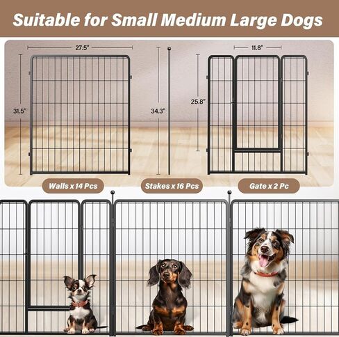YSSOA Dog Playpen داخلي، جرو Playpen داخلي في الهواء الطلق للفناء، التخييم، RV، 40 "ارتفاع 8 لوحات الثقيلة الكلب القلم للكلاب الصغيرة / المتوسطة / الكبيرة، أسود in Kuwait