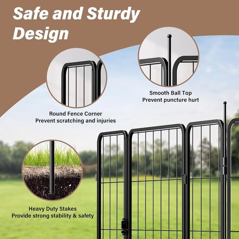 YSSOA Dog Playpen داخلي، جرو Playpen داخلي في الهواء الطلق للفناء، التخييم، RV، 40 "ارتفاع 8 لوحات الثقيلة الكلب القلم للكلاب الصغيرة / المتوسطة / الكبيرة، أسود in Kuwait