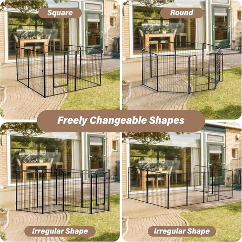 YSSOA Dog Playpen داخلي، جرو Playpen داخلي في الهواء الطلق للفناء، التخييم، RV، 40 "ارتفاع 8 لوحات الثقيلة الكلب القلم للكلاب الصغيرة / المتوسطة / الكبيرة، أسود in Kuwait