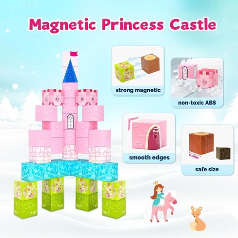 Hiwawind 40Pcs Magnetic Blocks, 1-Inch Pastel Rainbow Magnetic Cubes (Triangles & Quarter Circles), Montessori Sensory Autism Toys for Boys & Girls, Ideal for Kids Ages 3+ in Saudi Arabia