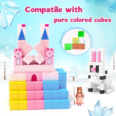 Hiwawind 40Pcs Magnetic Blocks, 1-Inch Pastel Rainbow Magnetic Cubes (Triangles & Quarter Circles), Montessori Sensory Autism Toys for Boys & Girls, Ideal for Kids Ages 3+ in Saudi Arabia