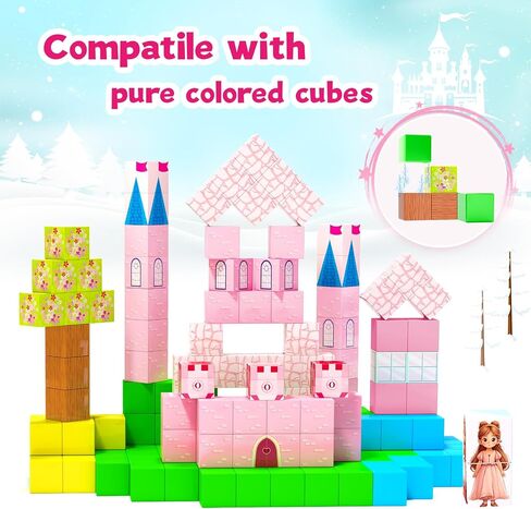 Hiwawind 40Pcs Magnetic Blocks, 1-Inch Pastel Rainbow Magnetic Cubes (Triangles & Quarter Circles), Montessori Sensory Autism Toys for Boys & Girls, Ideal for Kids Ages 3+ in Saudi Arabia