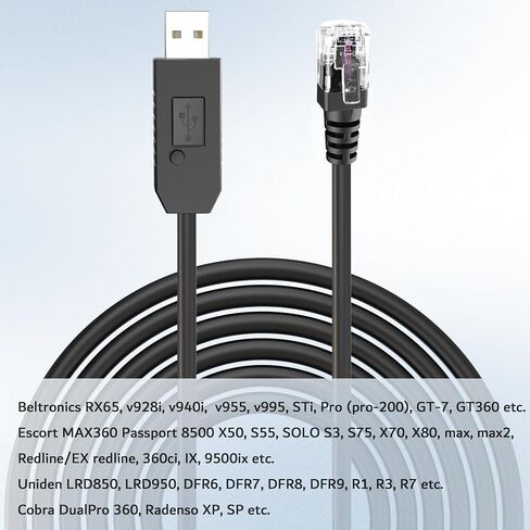 Radar Detector Cable, USB to RJ11 Plug Power Cord with Mute Function,Replacement Power Cable,for Escort Smart MAX 360 Passport Cobra 360 Unide R1/3/4/DFR8/9 Radenso XP etc Radar Detector. in Saudi Arabia