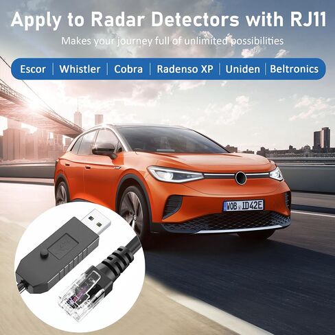 Radar Detector Cable, USB to RJ11 Plug Power Cord with Mute Function,Replacement Power Cable,for Escort Smart MAX 360 Passport Cobra 360 Unide R1/3/4/DFR8/9 Radenso XP etc Radar Detector. in Saudi Arabia