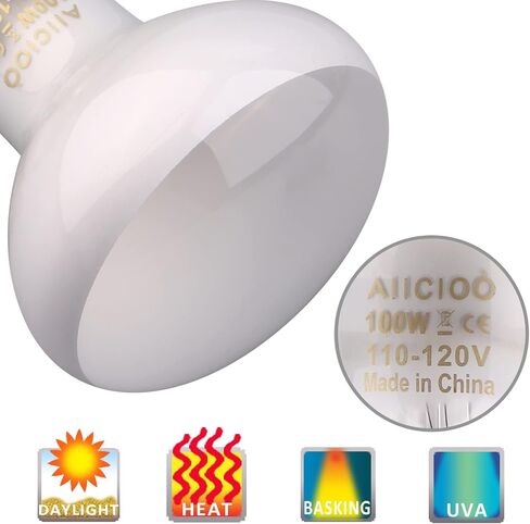 Aiicioo Intense Basking Bulb Spot Lamp - Reptile Heat Bulb Simulated Natured Sunlight Heat Lamp Bulb 150W UVA Light for Bearded Dragon Snake Tortoise in Kuwait