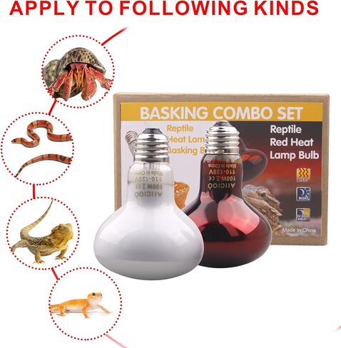 Aiicioo Intense Basking Bulb Spot Lamp - Reptile Heat Bulb Simulated Natured Sunlight Heat Lamp Bulb 150W UVA Light for Bearded Dragon Snake Tortoise in Kuwait
